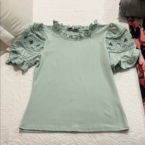 Mint Green Ruffle Sleeve Top
